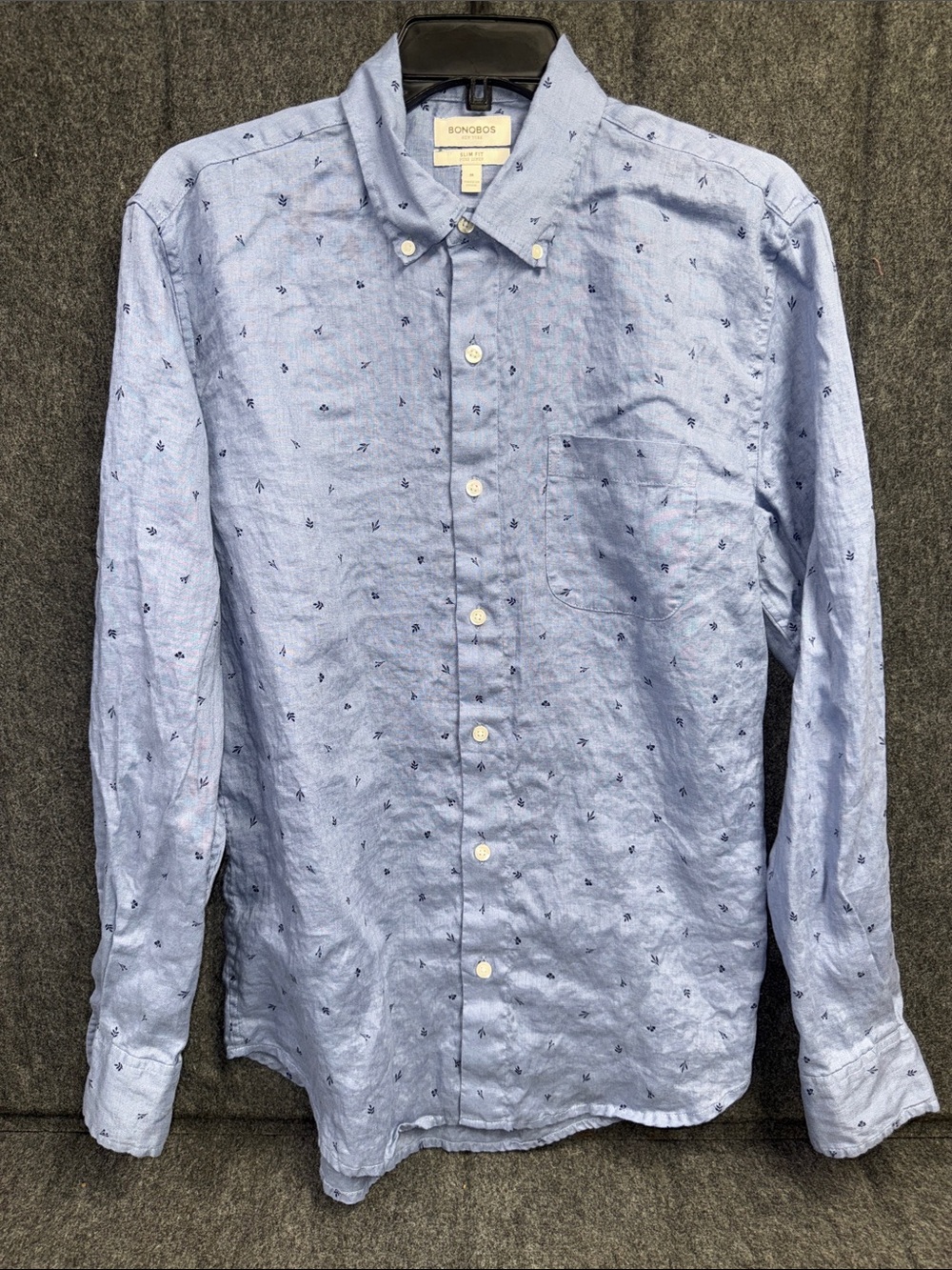 Bonobos Light Blue Micro-Print Button-Down Shirt 100% Linen